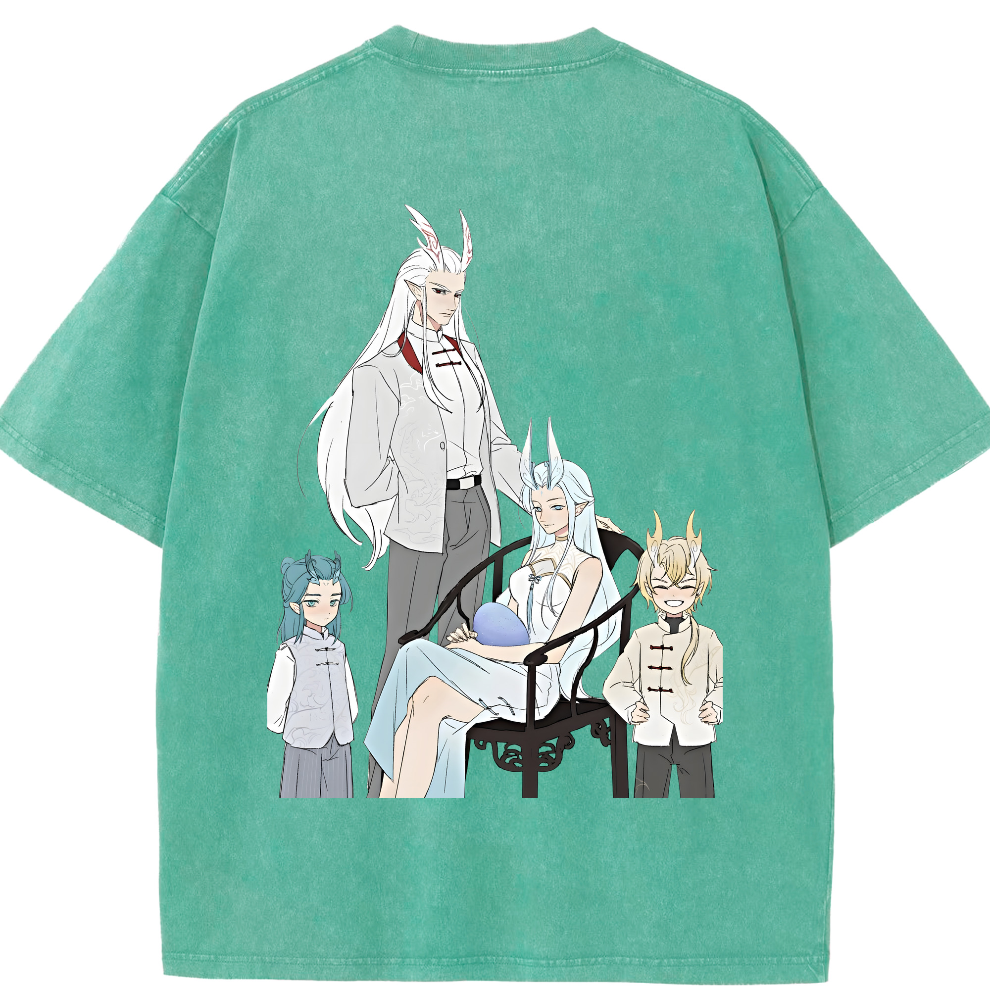 （画像用） Ne Zha 2 ナタ 魔童の大暴れ 綿100% ヴィンテージ風 半袖Tシャツ（背面プリント）